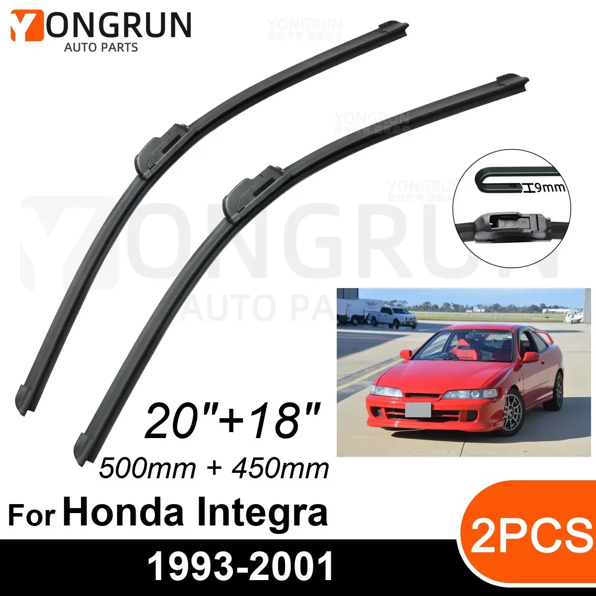 

Стеклоочистители передние Автомобильные для Honda Integra 1993-2001, резиновые щетки стеклоочистителя 20 + 18 дюймов, аксессуары для лобового стекла автомобиля