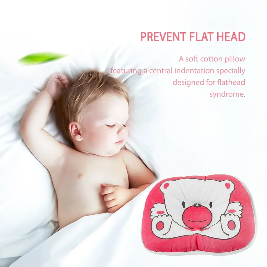 Cute Cotton Baby Soft Pillow Infant Toddler Prevent Flat Head Sleeping Support 