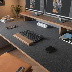 Large Dark Gray Felt Desk Mat - Premium Mouse & Keyboard Protector - 800*400mm (Dark Gray)