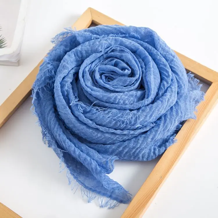 Sciarpe Stropicciata alla giapponese in cotone con innumerevoli colori in tinta unita (grande 180-100cm) 77 S85cfe78ea27e477eb554748d3e5ff6f2C