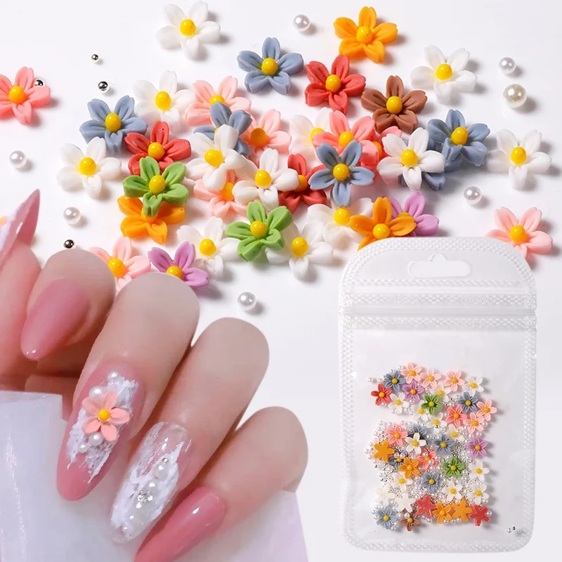 White Acrylic Flower Nail Art Decoration Mixed Size Rhinestones Gold Silver  Gem Manicure Tool Accessories DIY Nails Design - AliExpress