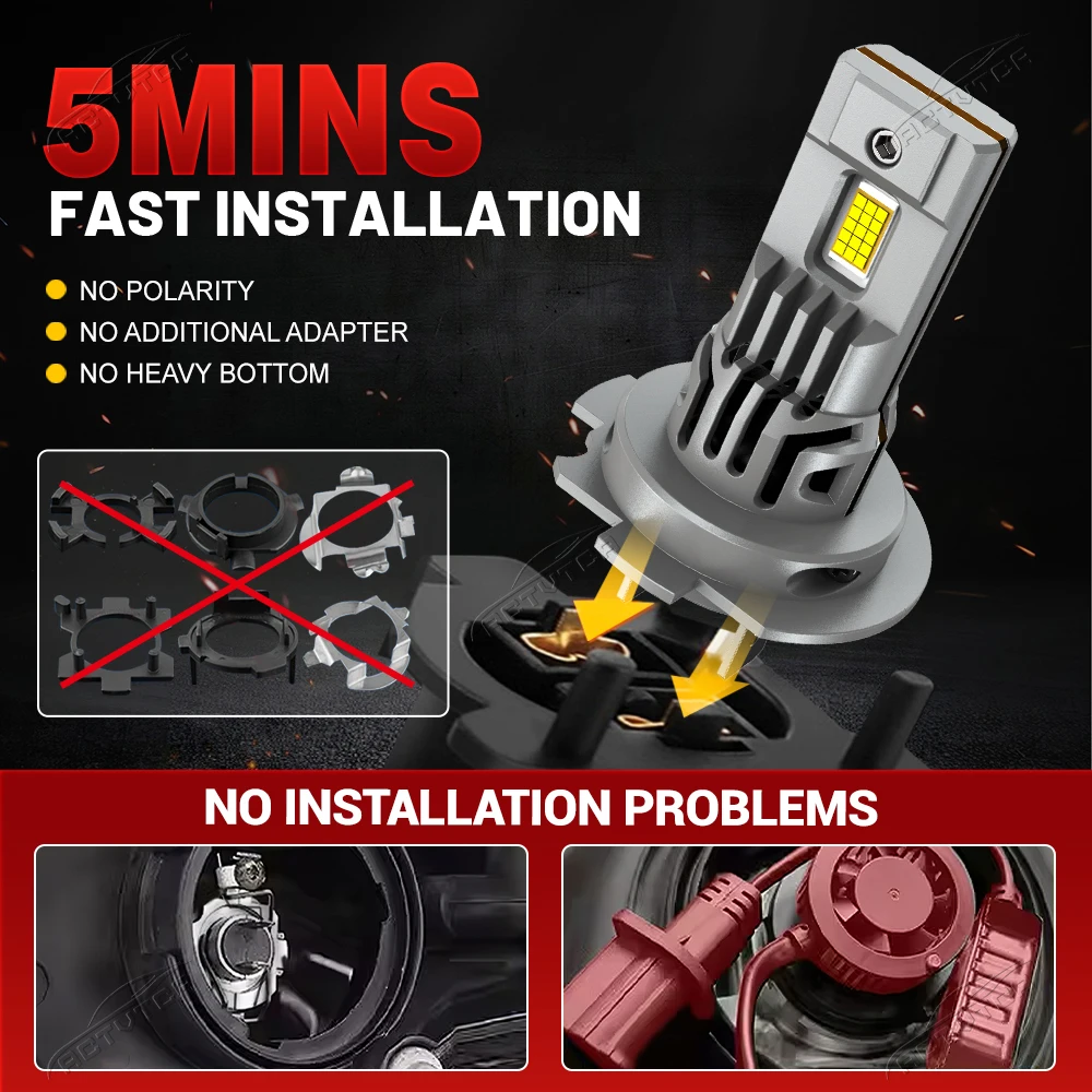 H7 LED 전구 H4 자동차 헤드라이트 CANBUS 1500W 고출력 자동차 조명 6500K 미니 무선 터보 팬 자동차 LED 헤드램프 12V