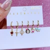 MIGGA 6pcs Lovely Snow White Villain Queen Dangle Earrings Set for Women Gold Plated Cubic Zircon Jewelry 1