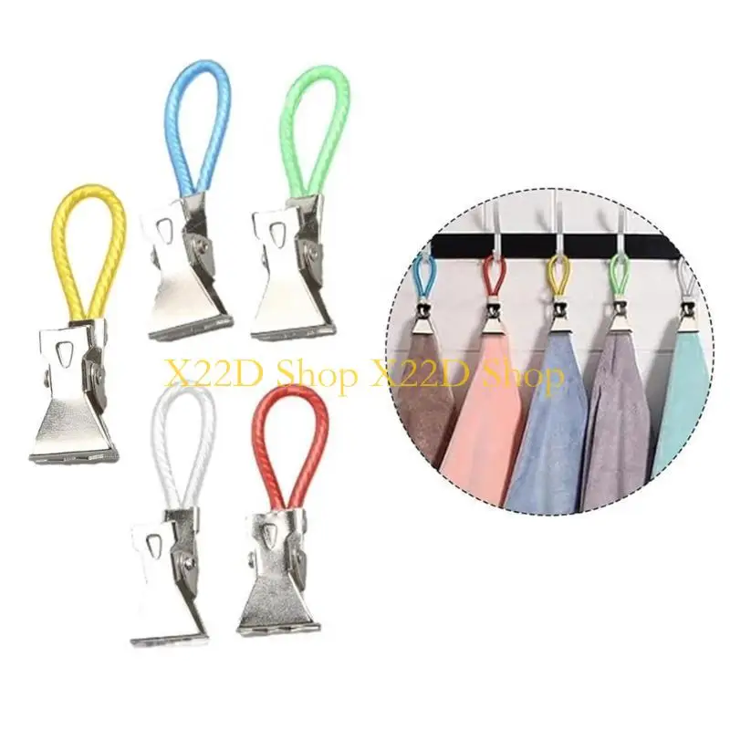 X22D 20pcs 부엌과 욕실 조직에 대 한 다채로운 스테인레스 스틸 수건 클립 휴대용 수건 홀더 공간 절약