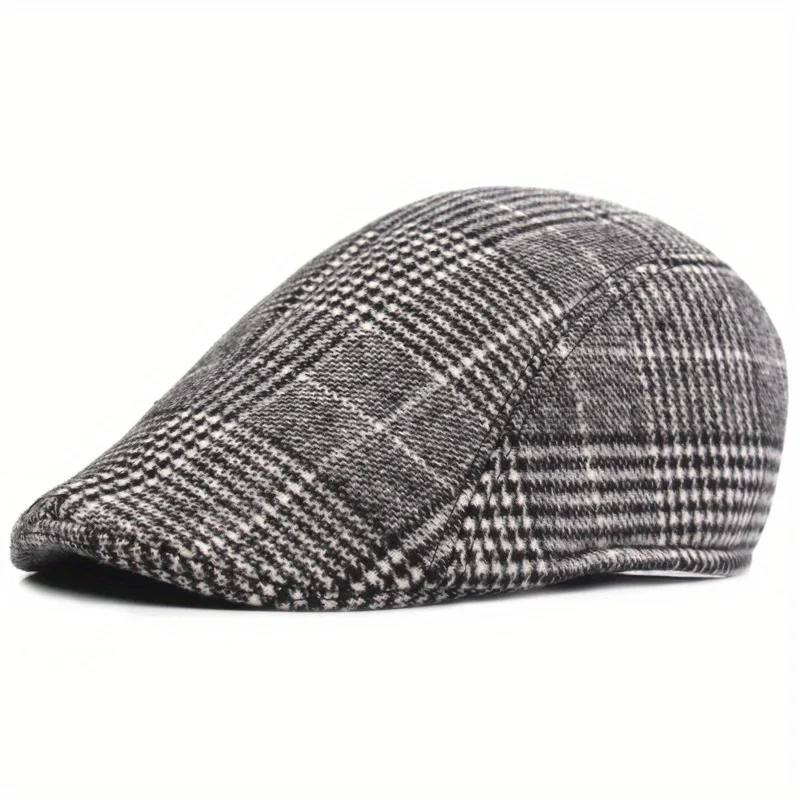 Beret Hat Newsboy Cap Newsboy Hat Casual Hat Woolen Beret Unisex&rsquo;s Retro Berets Plaid Breathable Absorbent Paperboy Cap Spring Autumn Outdoor Casual Street Hats