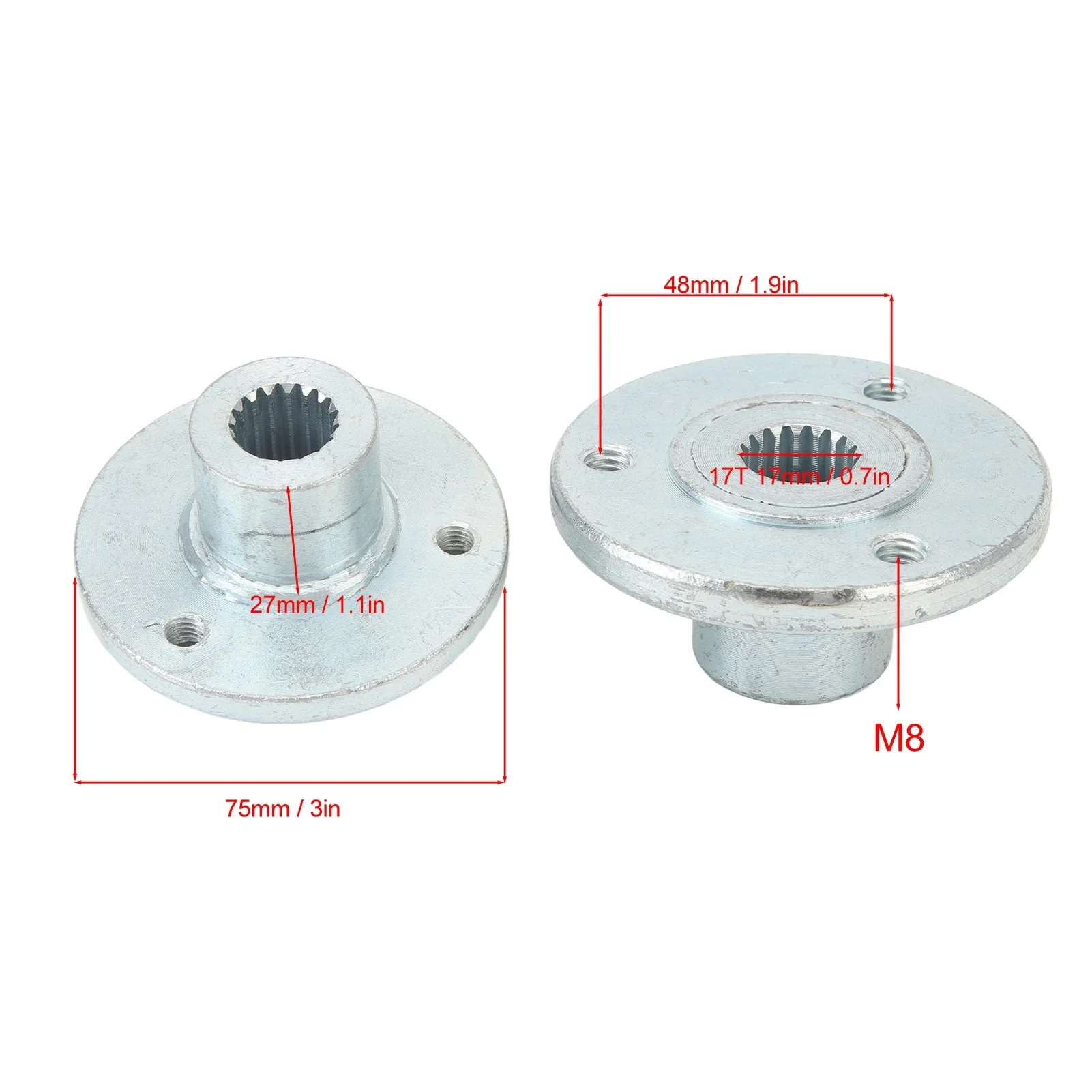 1 Pair Of 17T 3 Stud Rear Wheel Hub Shaft Steel Alloys Rear Axle Wheel Hub For Quad Bike ATV Dune Go Kart With 5 Inch Tires