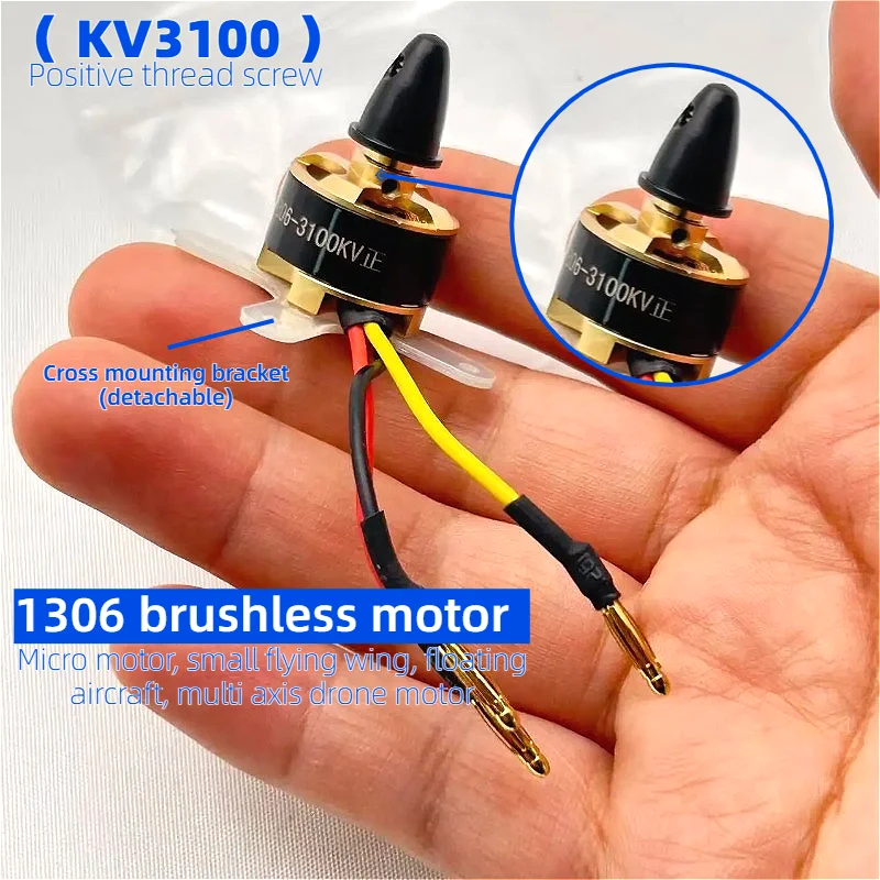 Moteur sans balais 1306 KV3100 pour drone FPV, micro moteur de précision avec support de montage