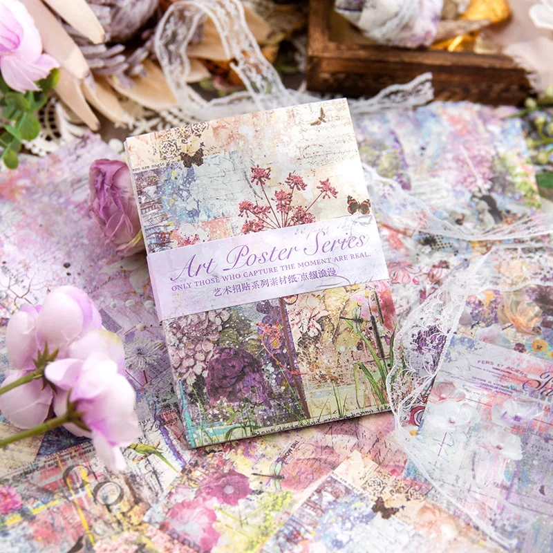 Vintage Flowers material paper 30 pcs decorative diary album scrapbooking background paper DIY hand made junk journal supplies