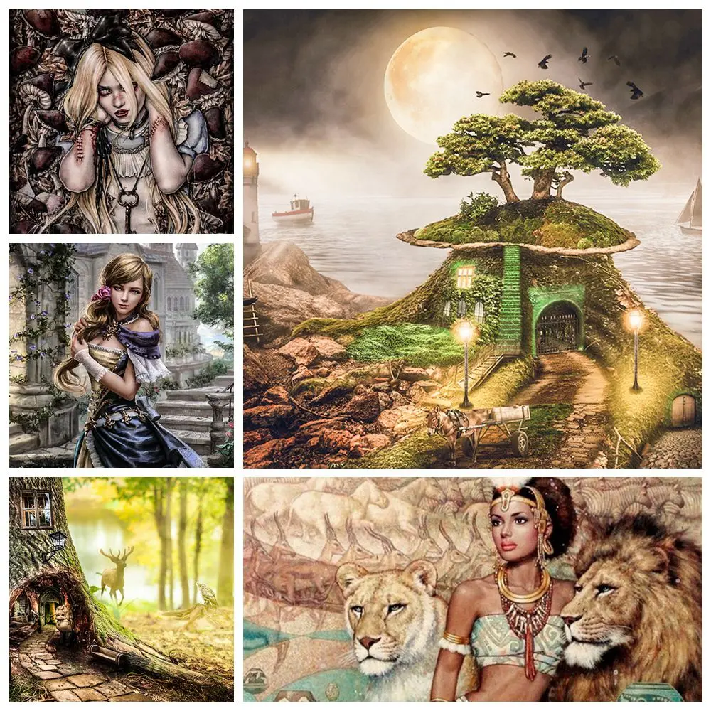 Promotional Diamond Painting Square Full Drill Fantasy Landscape Egyptian Beauties Dark Princess Picture Rhinestones Home Decor |