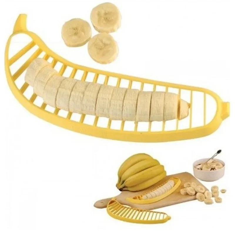 Kitchen Gadgets Plastic Banana Slicer Cutter Fruit Vegetable Tools Salad Maker Chopper Cooking Cut
