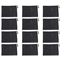 12 Pieces Mesh Bags Black Mesh Zipper Pouch Makeup Bags Cosmetic Travel Organizer Bags Pencil Case-A22M 1
