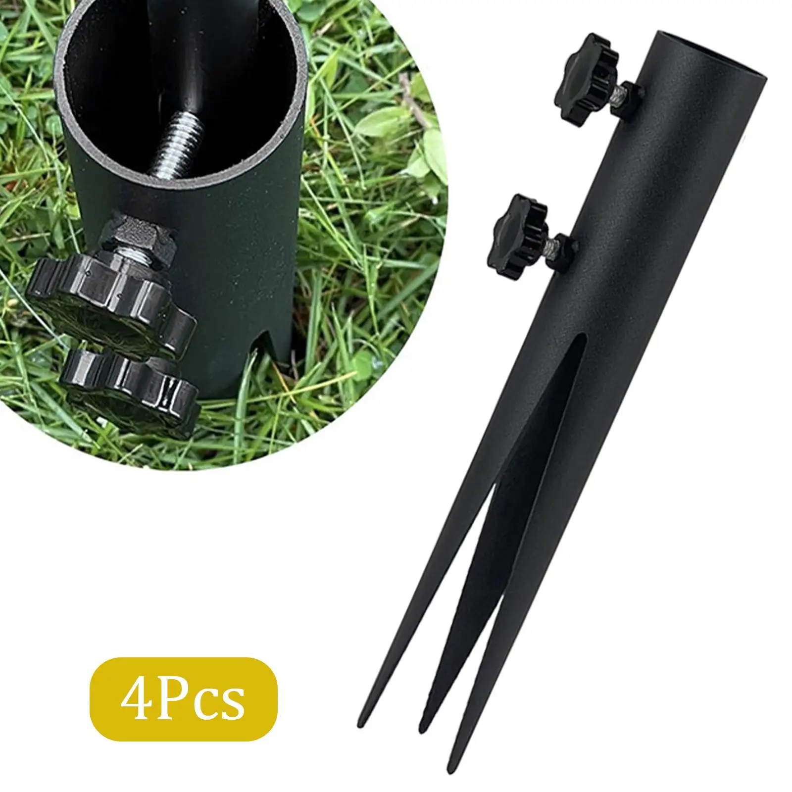 4 Pieces Torch Stakes Umbrella Stakes for Grass Replacement Solar Lights Spikes Black Durable Lawn Ground Spikes Ground Stakes