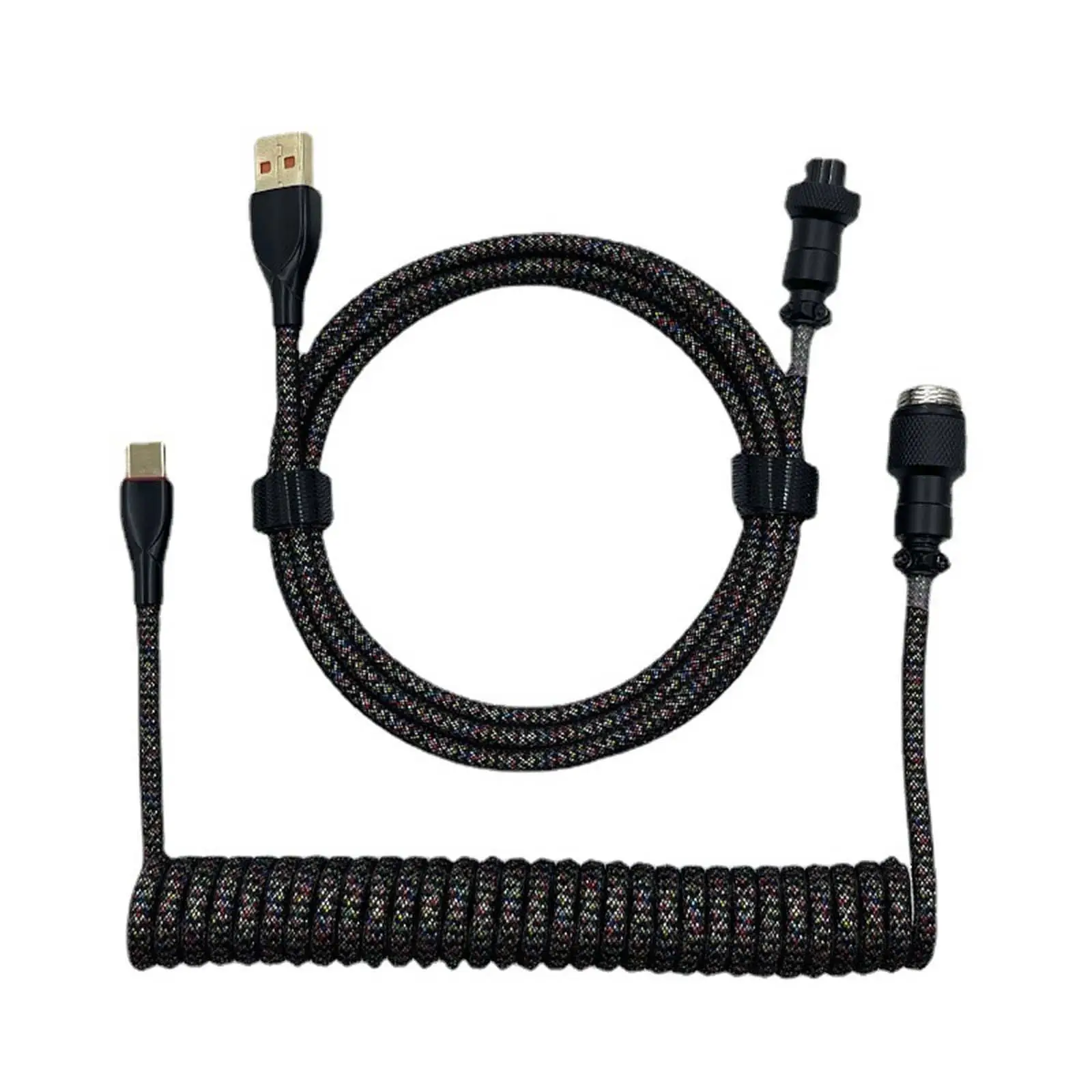 18MUSBtoTypeCCoiledCableBlackStraightKeyboardCableCoiling