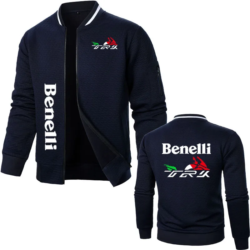 Spring Autumn Men's new zipper jacket Sweatshirt coat Benelli TRK 502X print Casual plaid Harajuku cotton Men's baseball jacket 2