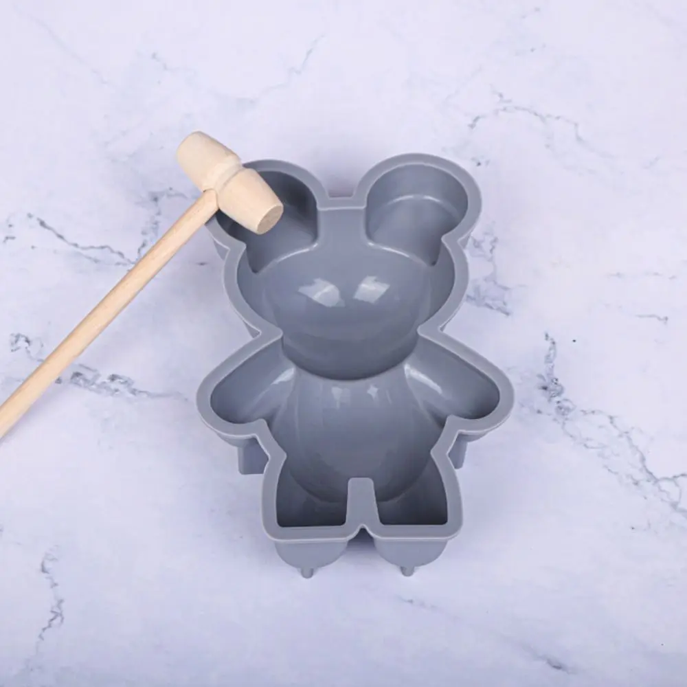 3D 테디 베어 DIY 드립 접착제 몰드, 회색 케이크 장식, 초콜릿 실리콘 몰드 베이킹 용품, 고품질