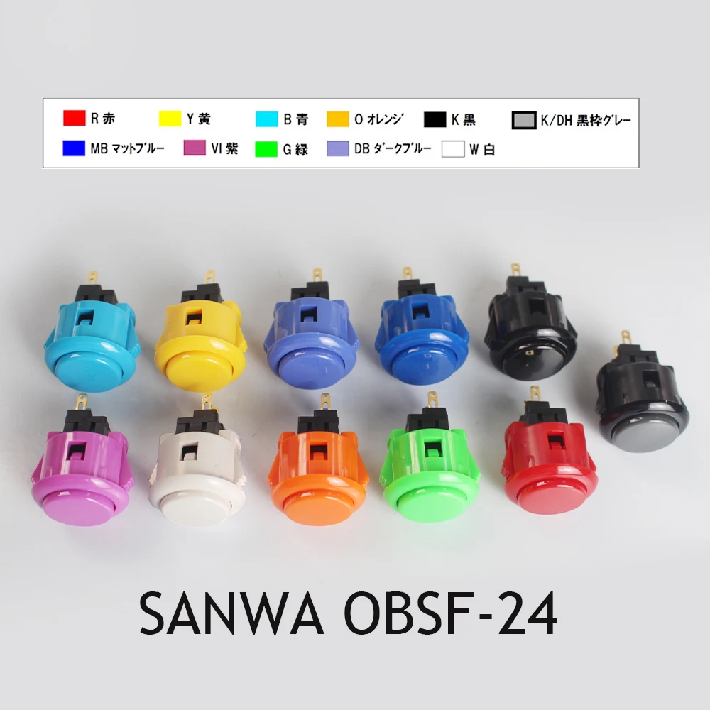 8 Pulsanti Arcade SANYA OBSF-24 Da 24 Mm - Blu Re, Clip-in, Con Microswitch Placcato Oro - Per Cabine Bartop E Retro Gaming - 3