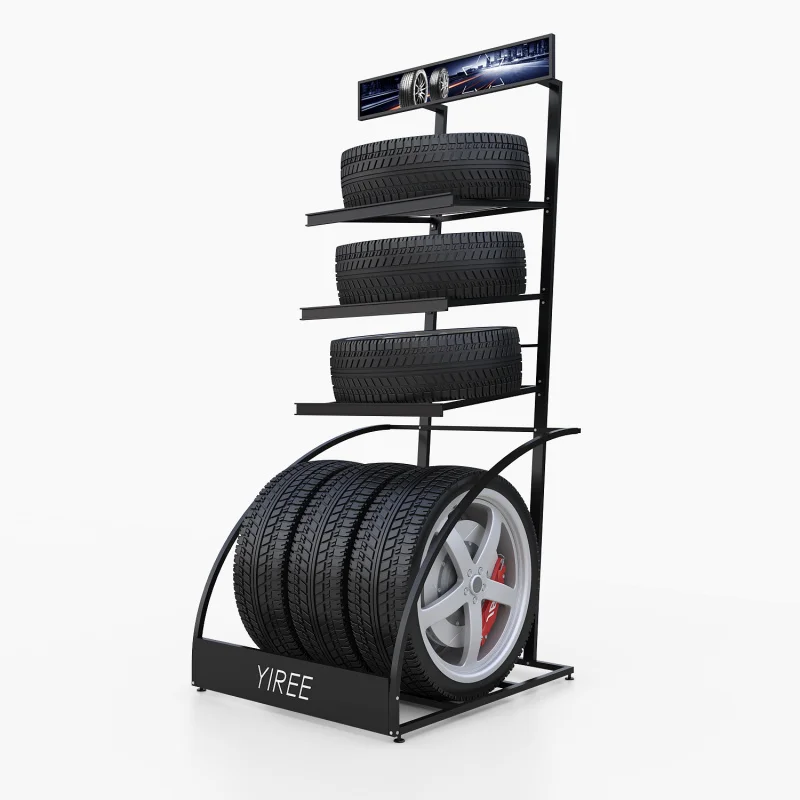 Custom. custom logo 4S car truck shop metal black stand shelves tyre racking for store tire storage rack