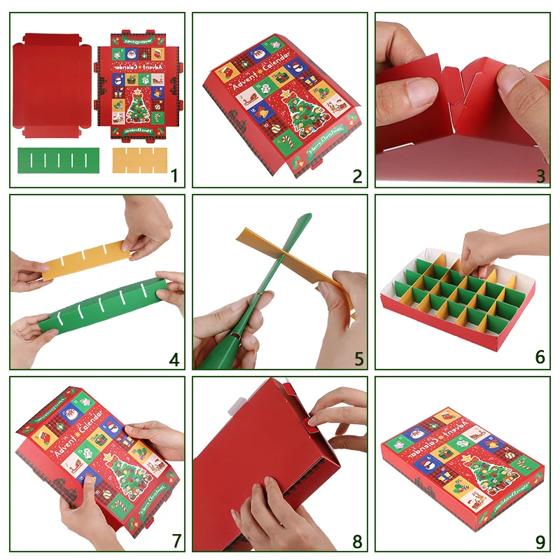 1–10 Stück große Weihnachts-Adventskalender-Boxen mit 24 Fächern, befüllbare leere Box mit Zahlen, für Kinder, Neujahr, Party, Geschenk, Heimdekoration – Detail 11