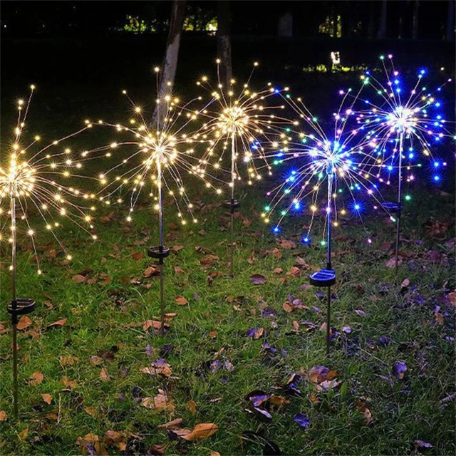 Lot de 2 feux d'artifice d'extérieur – Énergie solaire et étanche – Colorés