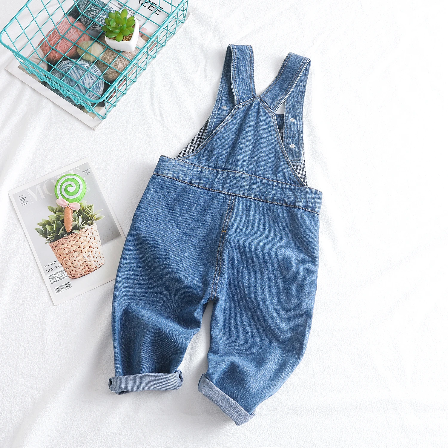 KIDSCOOL SPACE Cute Baby Toddler Boys Romper Overalls Blue Multi Pockets Big Bibs Ripped Denim Jeans Jumpsuit