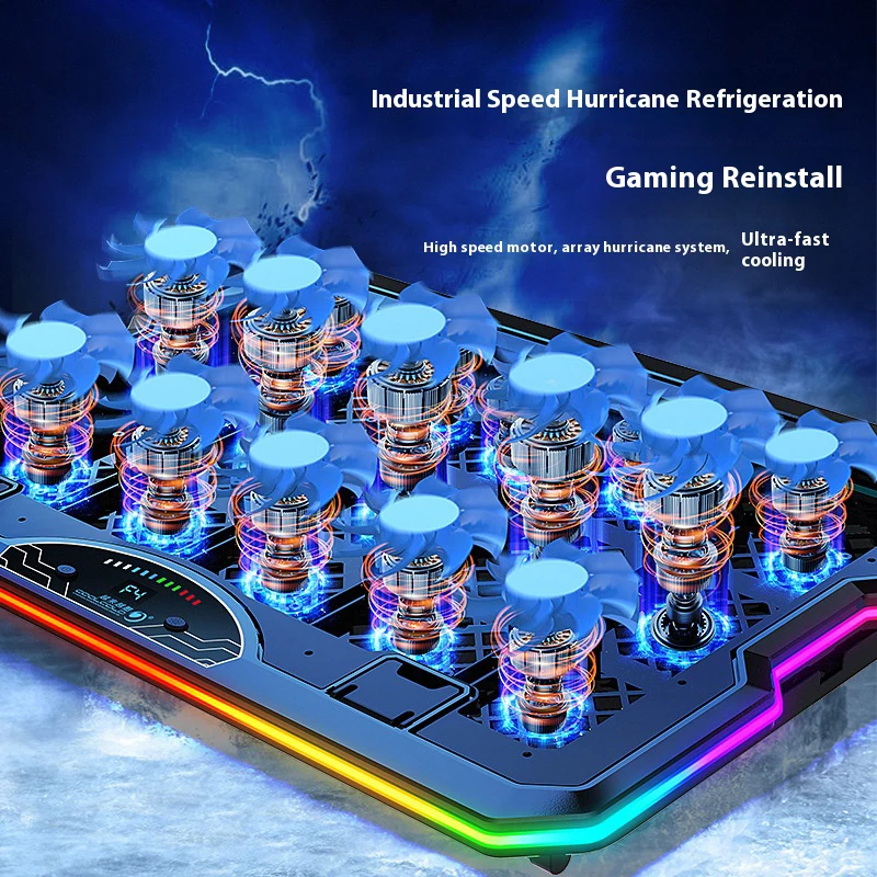 COOLCOLD F15 Gaming RGB Laptop Cooling Pad 15 Quiet Fans For 12-17.3 Inch With USB TYPE-C Port Notebook Cooler Stand_voghion.com
