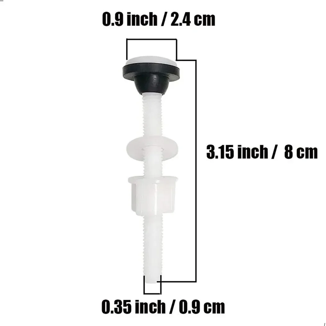 Plastic Toilet Hinge Bolts and Nuts with Washers for Mount 2 Pack