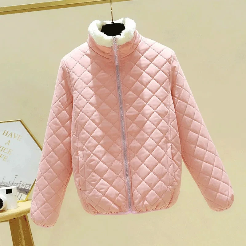 Women Jacket 2022 New Winter Thick Hooded Parka Pink  Female's Korean Fleece Cotton Outcoat Padded Jacket Women's Black Jacket