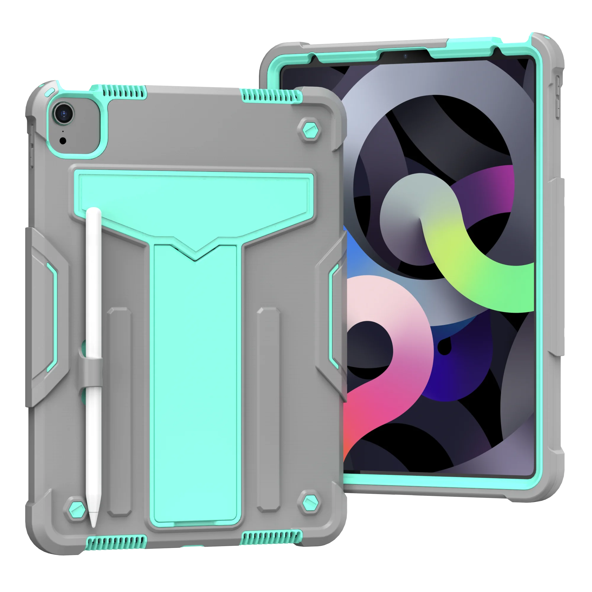 Durable Tablet Case with Built-In T-Shaped Stand and Shock Resistance