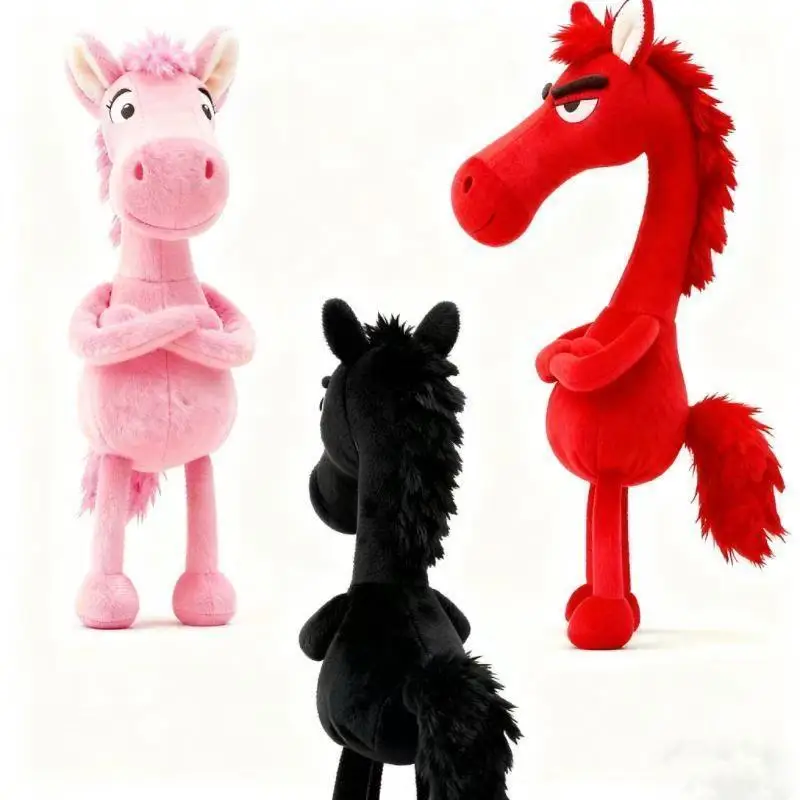 Elegant Black Plush Horse Keychain - High-Quality Equestrian Accessory