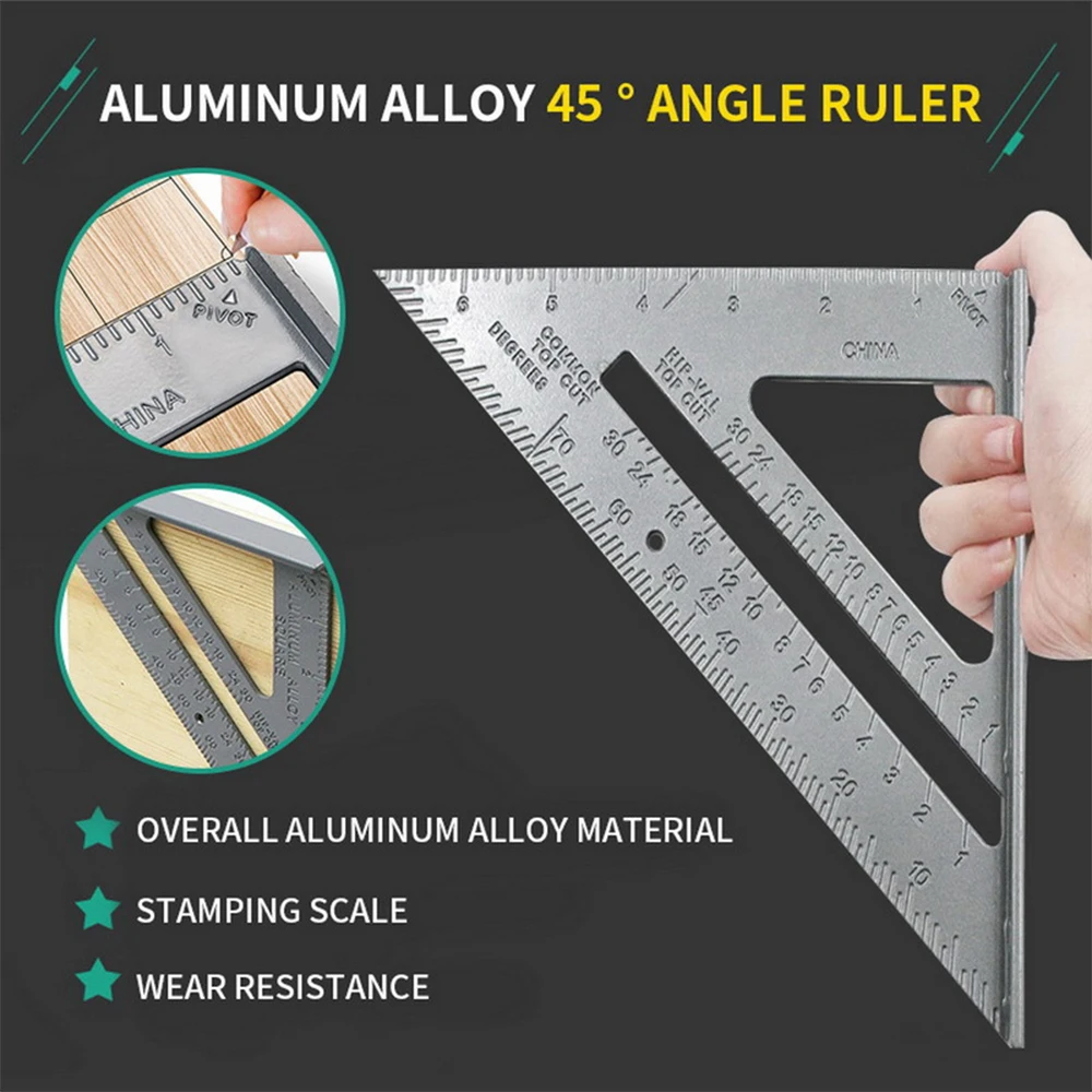 Enhanced Aluminum Alloy Woodworking Triangle Ruler for Precision Measurement