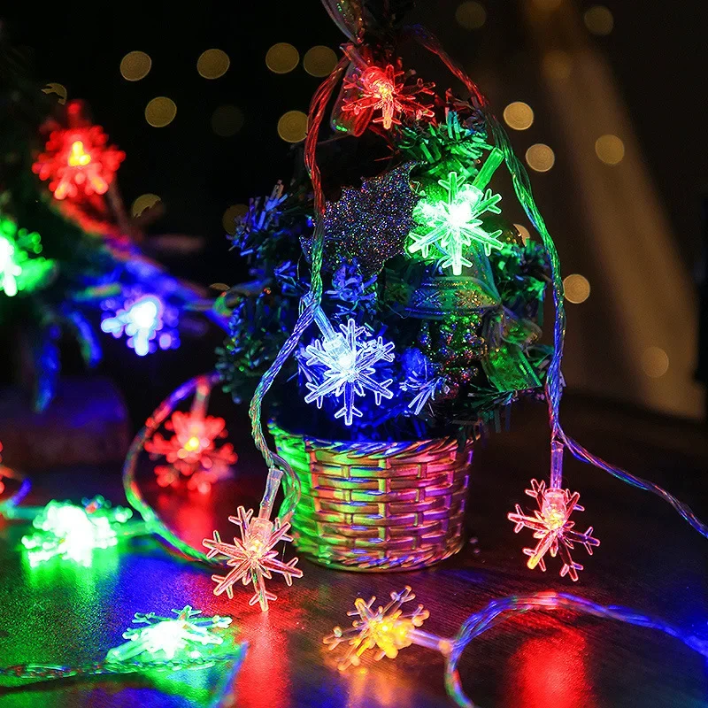Christmas Tree Snowflake LED String Lights Banner Christmas Decoration for Home Navidad Xmas Tree Decor Fairy Light Pendant