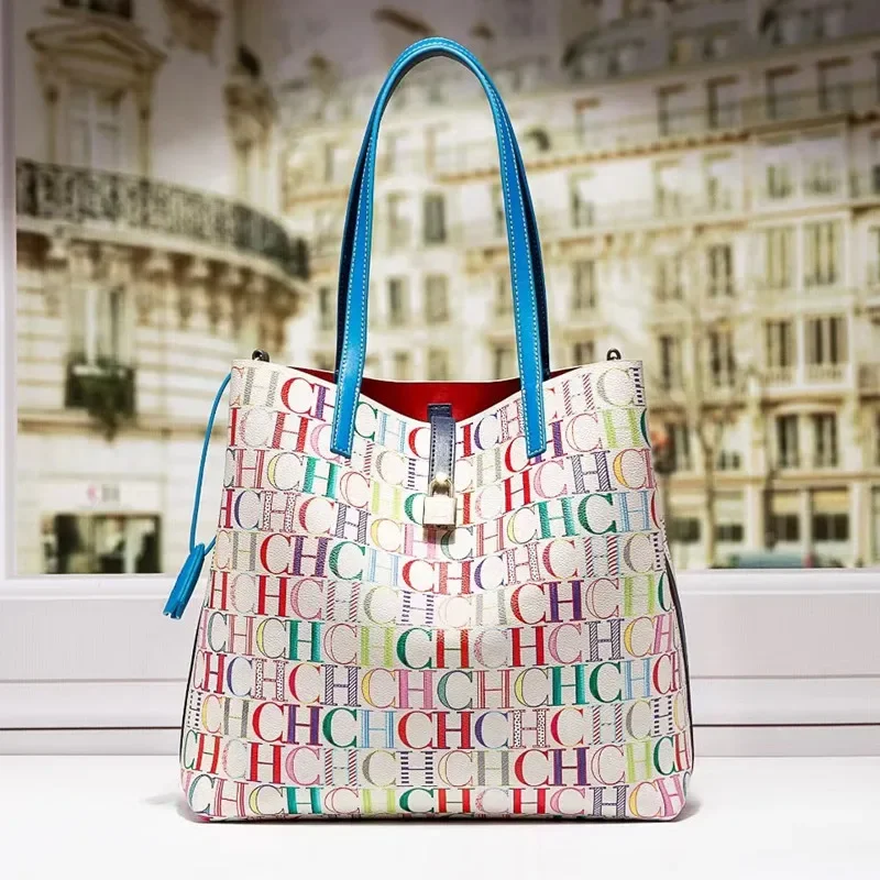 

Real Cowhide 2024 CHCH HCHC New Large Capacity Single Shoulder Cross-body Bucket Bag Purse And Handbags Luxury Designer Sac Luxe