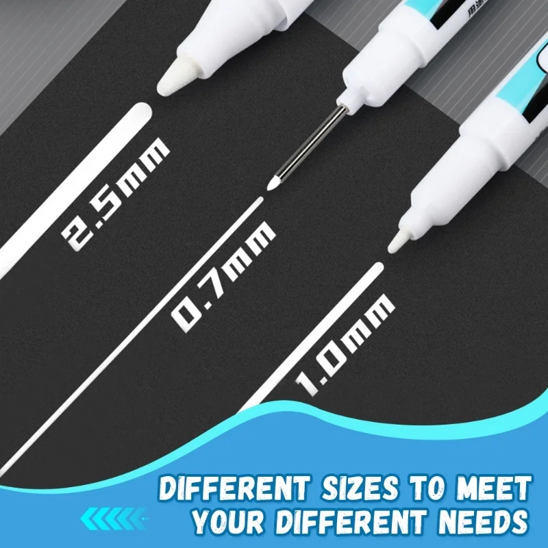1PC 0.7/1.0/2.5mm 흰색 방수 마커 긴 팁 큰 머리 타이어 낙서 펜 아트 라인 펜 두꺼운 아크릴 마커