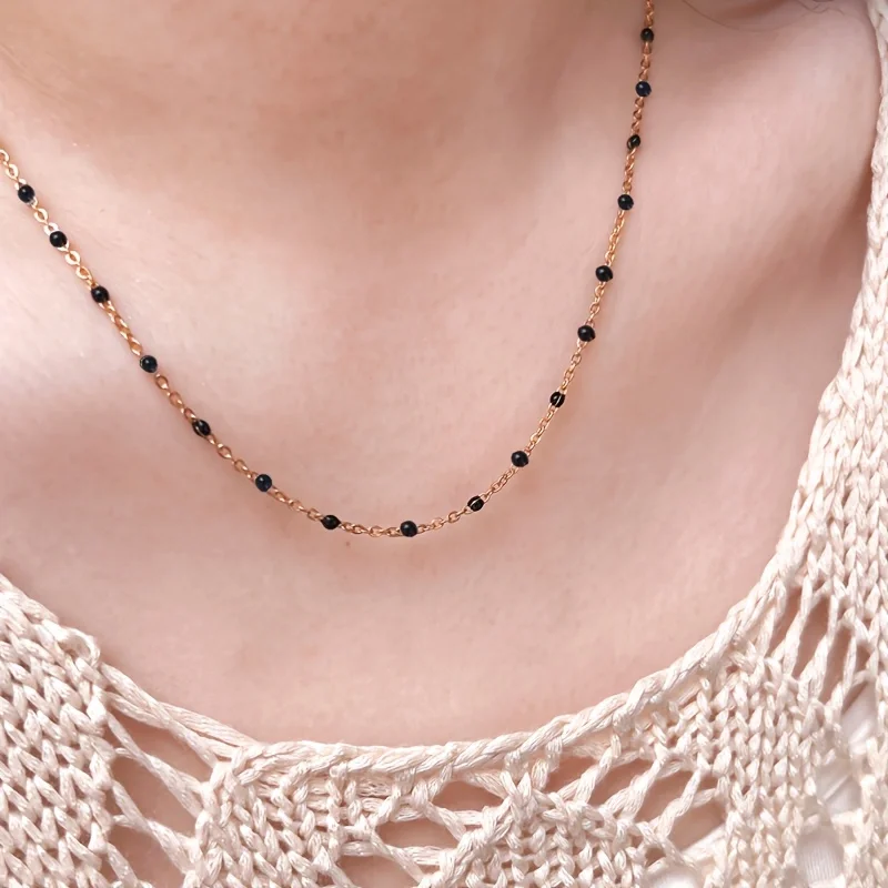 ASONSTEEL Trendige Edelstahl-Gliederketten-Halskette mit Tropföl-Optik, Modisch Golden für Damen, DIY-Schmuck im Bohemian-Stil – Detail 12