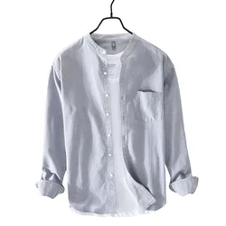 HIQOR Men's Fashion Casual Vintage Oxford Shirt - 100% Cotton - XXXL (Gray)