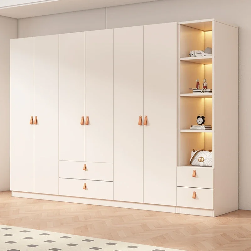 White Household Modern Wardrobe Simple Solid Wood Small Apartment Wardrobe Shelves Large Szafy Do Sypialni Bedroom Furniture