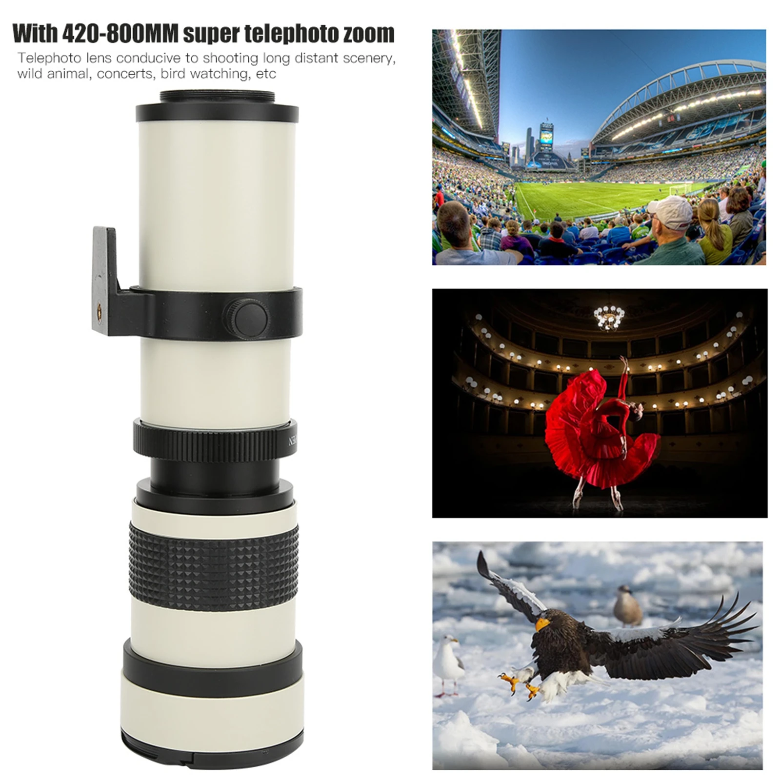 Apertura dell'obiettivo 420‐800 mm F 8.3-16 Teleobiettivo zoom per telescopio con messa a fuoco manuale completa per obiettivo fotocamera con attacco EF‐S - Image 4