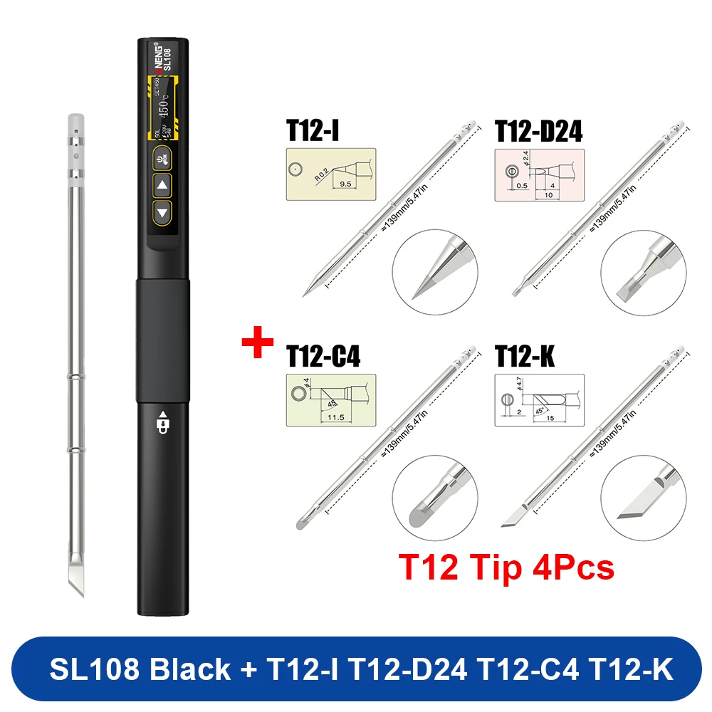 SL108 T12 Soldering Iron Portable 96w 100-450°C Adjustable Temperature Digital S