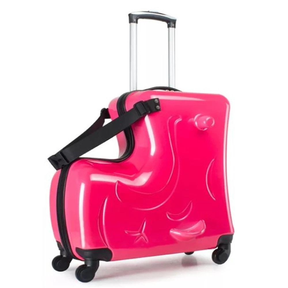 Kid Lovely Rolling Luggage boy Cool Trolley Suitcases On Wheels Children Carry On suitcases girl pink Riding trolley case
