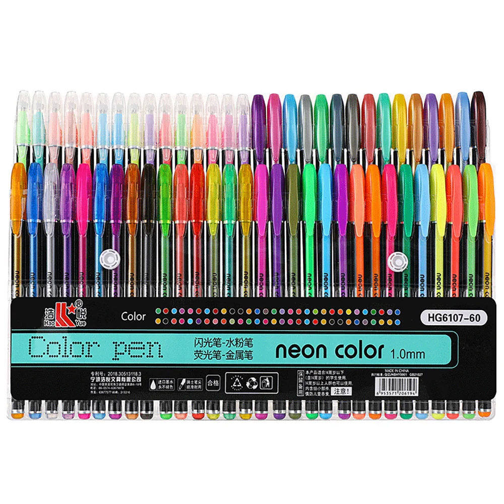 Vibrant Metallic Glitter Gel Pen Set - 12/60 Color Collection