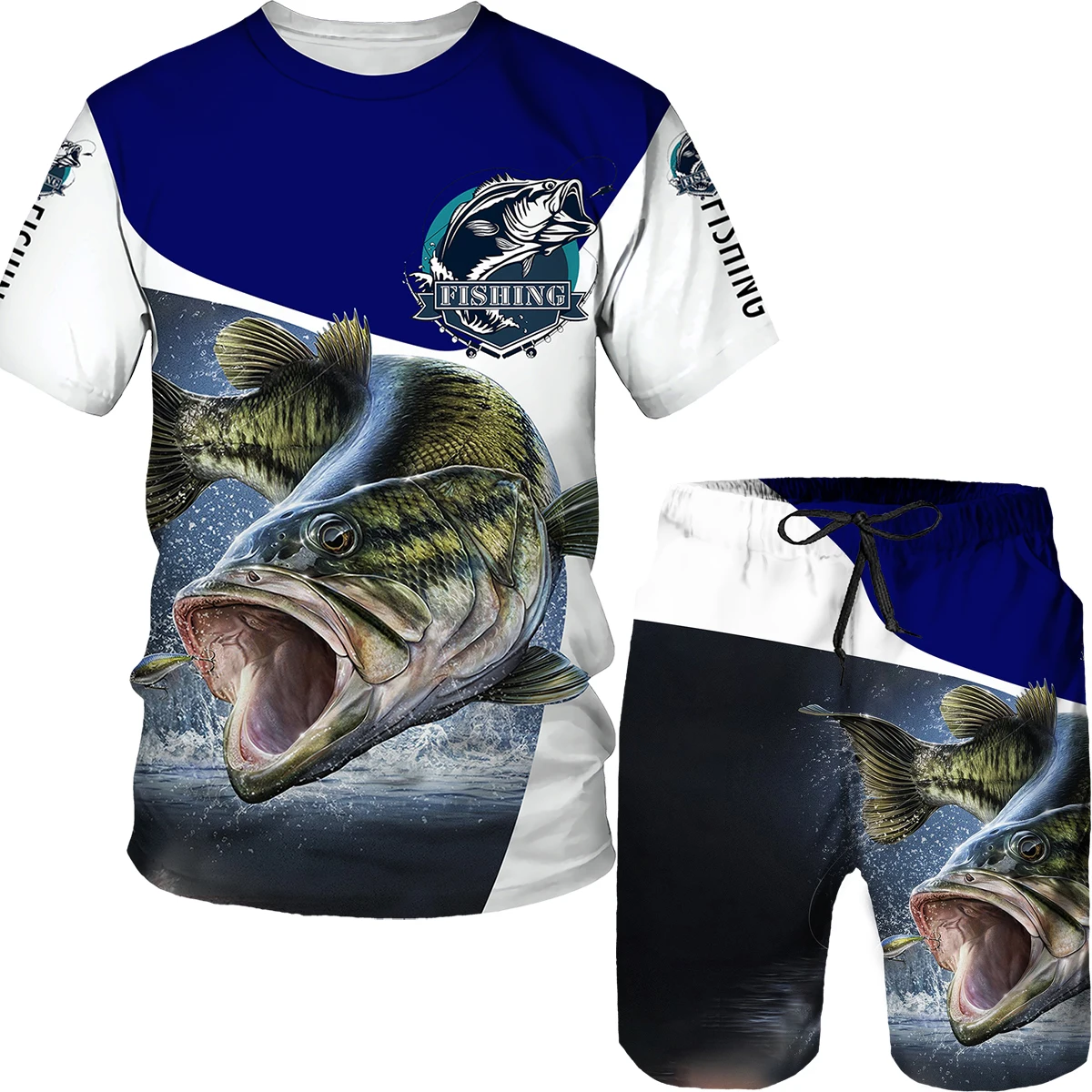

Men Spring Summer Camo Carp Fish Hunting Camping Clothes 3d Printed Tees/Shorts/Suits Tops Short Pants Set Tracksuits Sportswear
