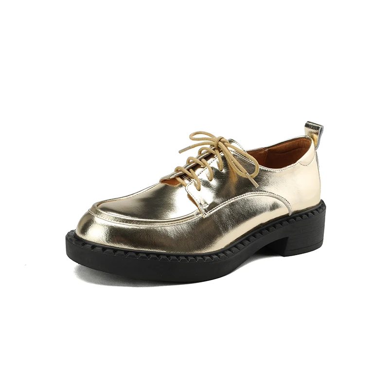 

2023 new spring autumn women pumps natural leather 22-24.5cm cowhide+pigskin full leather loafers lace up Retro women shoes