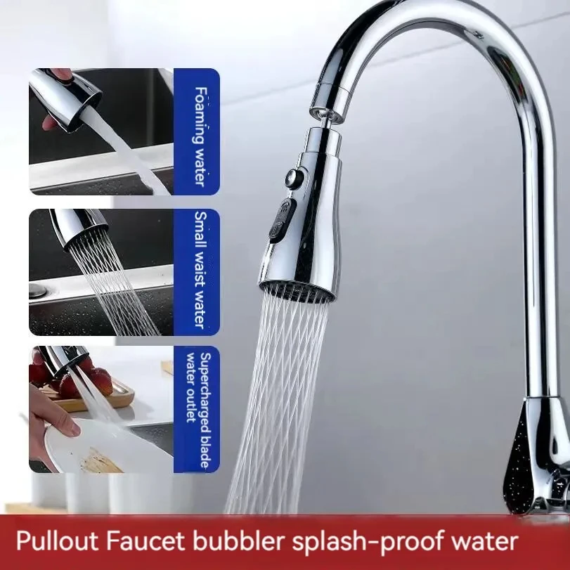 Faucet Extender Metal Alloy Three Modes Head Water Saver 1pc