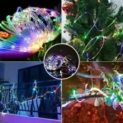 solar powered led copper wire string lights 8 modes waterproof outdoor fairy lights for garden yard wedding christmas halloween decorations details 4