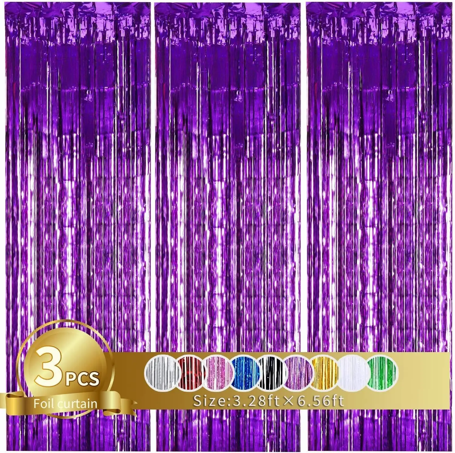 Metallic Streamers 3Pcs Aluminum Foil Fringe Curtain 3Pcs, Backdrop Metallic Streamers Gold Foil Fringe Curtains for Birthday,Christmas,Graduation,Bachelorette Party Streamers Decor 11