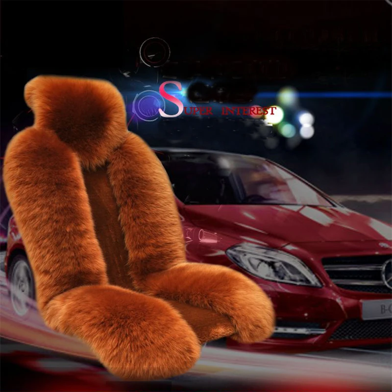 

Luxury Car Seat Cover Australian Sheepskin Winter Warm Fur Seat Covers Long Wool Seat Cushion Front Vehicle Unviersal Fit