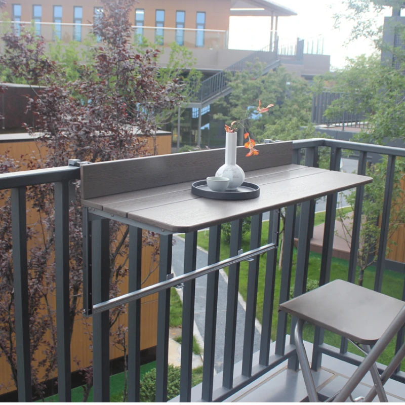 Balcony Enhancement Space-Saving Flower Rack Folding Bar Counter Customized Railing Table for Outdoor and Indoor Use