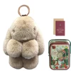Bunny Plush Keychain Christmas Bunny Keychain with Tin Box Handmade Soft Bunny PomPom Keychain Christmas Gifts for Girls Women 3