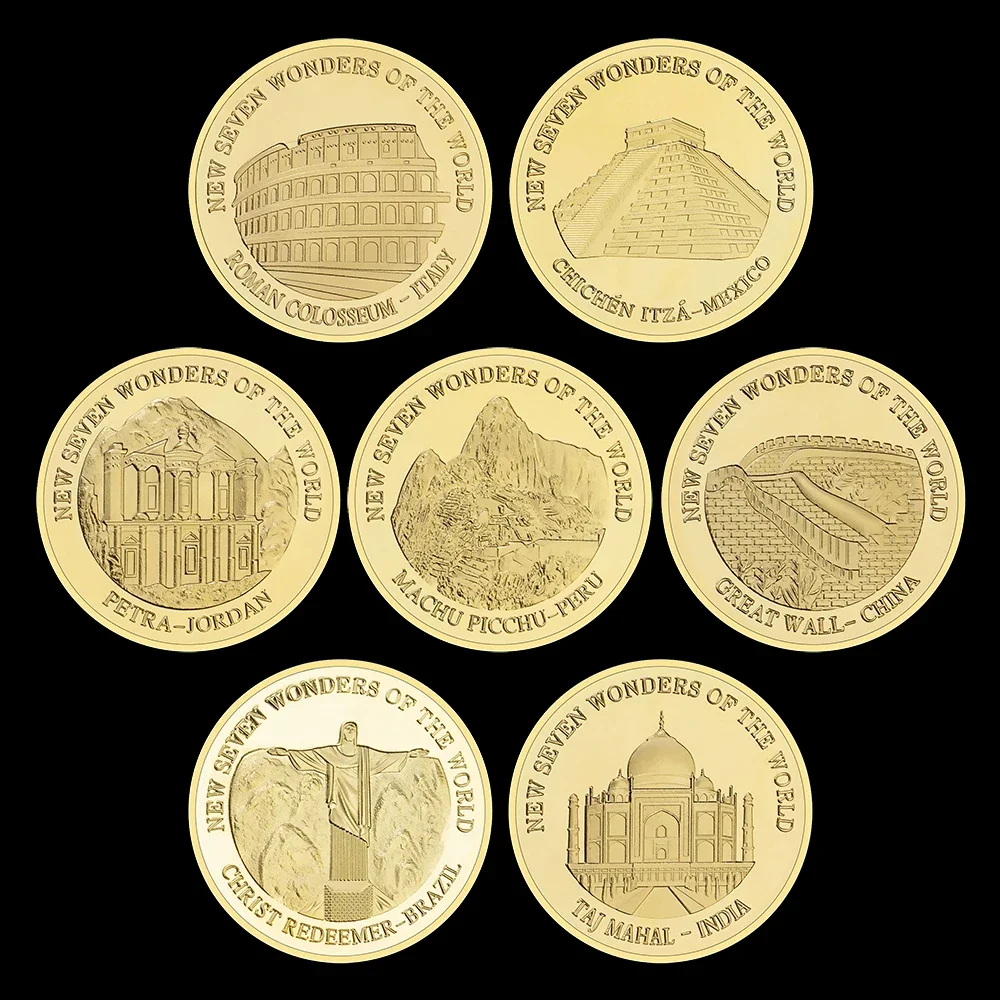 Sette Meraviglie Del Mondo Souvenir Moneta Placcata In Oro Regalo Da Collezione Grandi Edifici Moneta Commemorativa