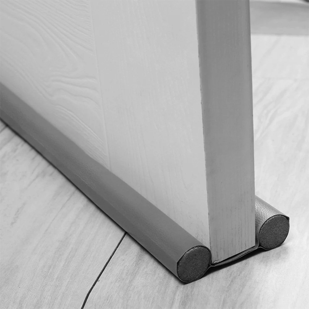 96CM Under Door Seal, Cold Protection Soundproof Door Bottom Sealing  Strip,Draft Stopper Excluder For Gap Seal-bilateral grey-96cm